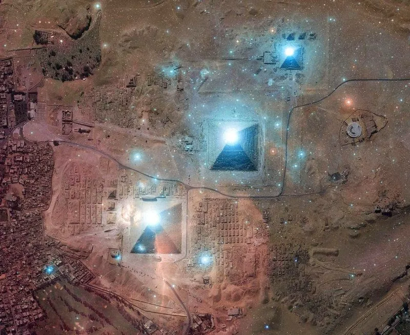 Pyramids of Giza from above